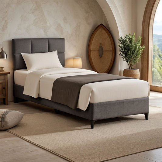 Κρεβάτι Melei pakoworld ύφασμα σε ανθρακί απόχρωση 90x200εκ - Hippiehome.gr