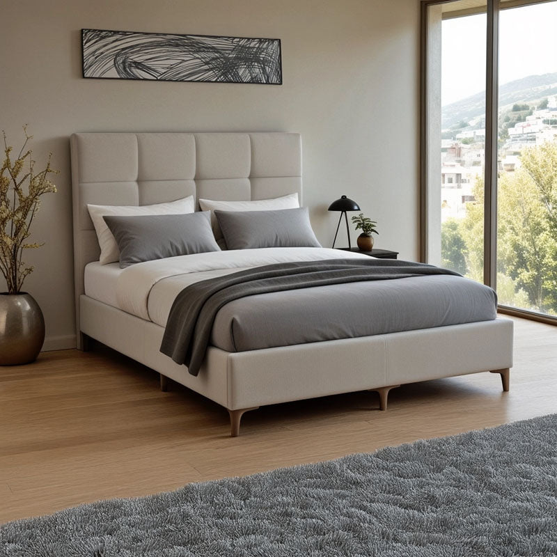 Κρεβάτι Melei pakoworld ύφασμα σε γκρι απόχρωση 160x200εκ - Hippiehome.gr