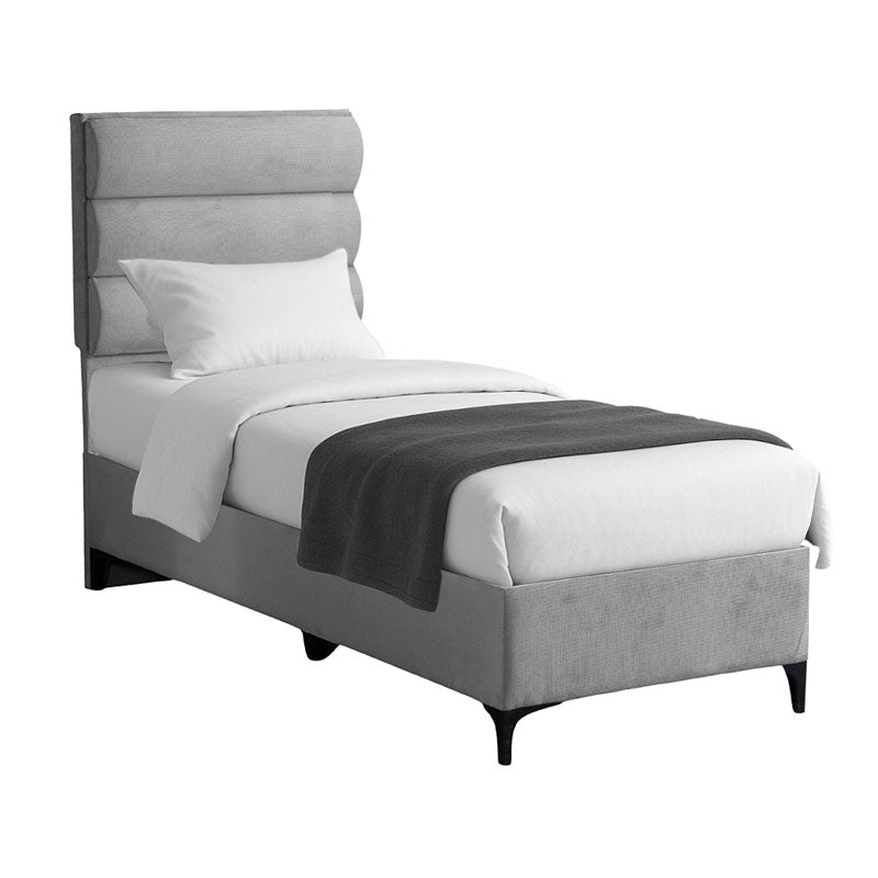 Κρεβάτι Limit pakoworld ύφασμα σε γκρι απόχρωση 90x200εκ - Hippiehome.gr