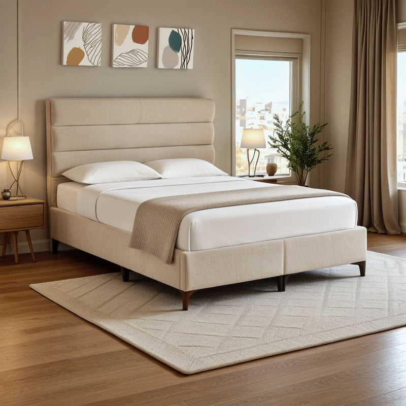 Κρεβάτι Limit pakoworld ύφασμα σε κρεμ απόχρωση 160x200εκ - Hippiehome.gr