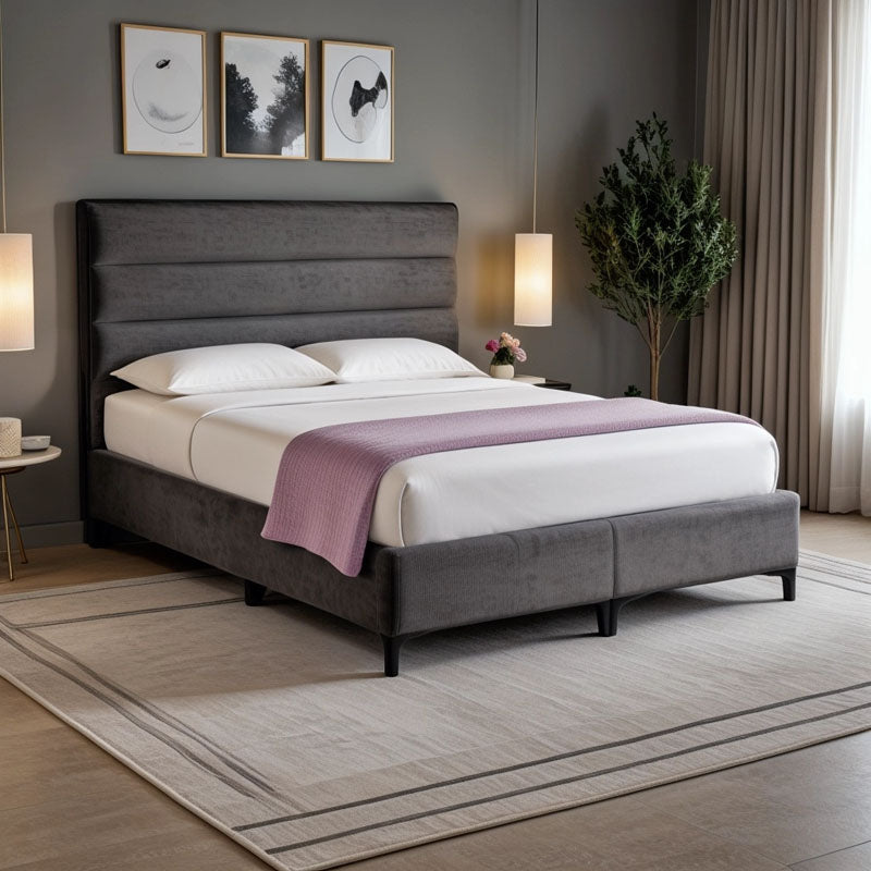 Κρεβάτι Limit pakoworld ύφασμα σε ανθρακί απόχρωση 160x200εκ - Hippiehome.gr