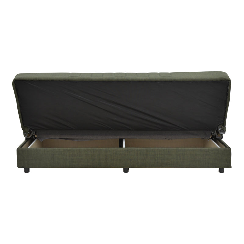 Καναπές-κρεβάτι με αποθηκευτικό χώρο τριθέσιος Romina pakoworld πράσινο ύφασμα 190x75x85εκ - Hippiehome.gr