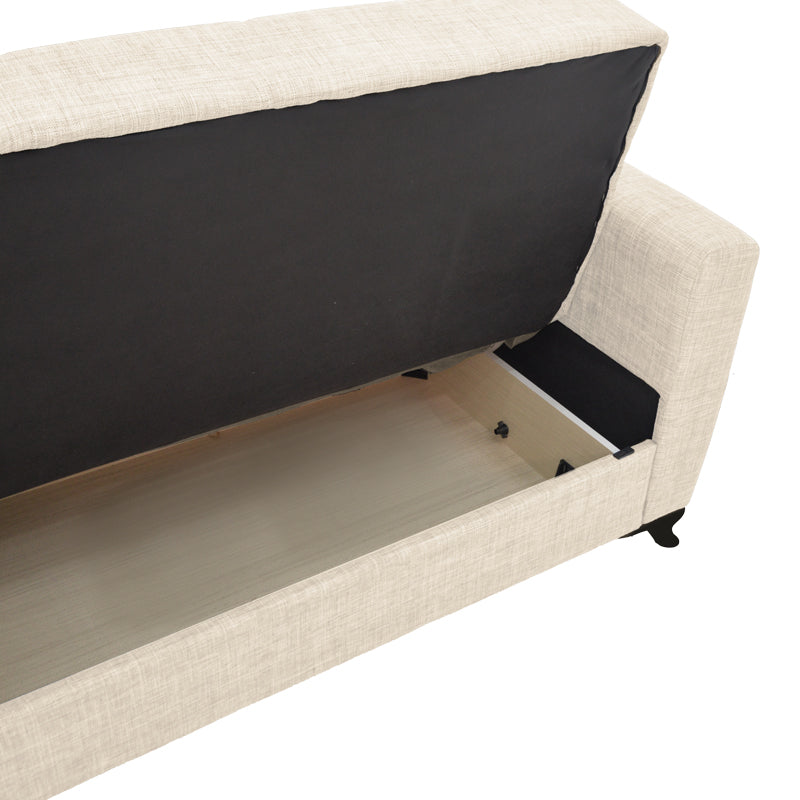 Καναπές-κρεβάτι με αποθηκευτικό χώρο διθέσιος Modesto pakoworld κρεμ ύφασμα 155x85x80εκ - Hippiehome.gr