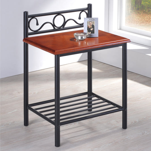 Κομοδίνο Kellien pakoworld ξύλο σε καρυδί απόχρωση-μαύρο μέταλλο 45x35x62εκ - Hippiehome.gr