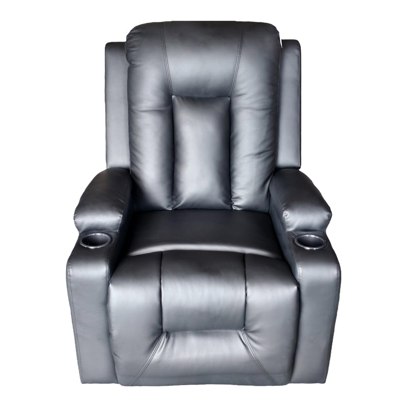 Πολυθρόνα relax με μηχανισμό massage Gessel pakoworld PU σε μαύρη απόχρωση 80x90x98εκ - Hippiehome.gr