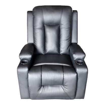 Πολυθρόνα relax με μηχανισμό massage Gessel pakoworld PU σε μαύρη απόχρωση 80x90x98εκ - Hippiehome.gr