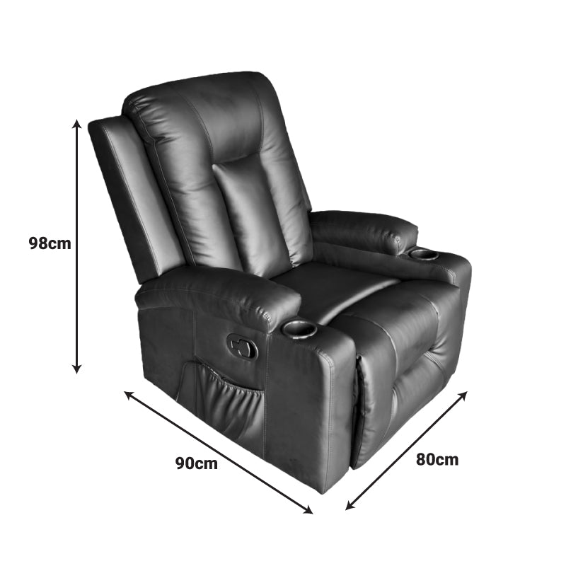 Πολυθρόνα relax Gessel pakoworld PU σε μαύρη απόχρωση 80x90x98εκ - Hippiehome.gr