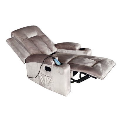 Πολυθρόνα relax με μηχανισμό massage Gessel pakoworld βελούδο σε γκρι απόχρωση 80x90x98εκ - Hippiehome.gr