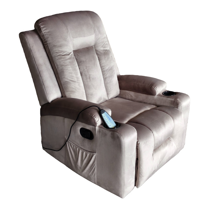 Πολυθρόνα relax με μηχανισμό massage Gessel pakoworld βελούδο σε γκρι απόχρωση 80x90x98εκ - Hippiehome.gr