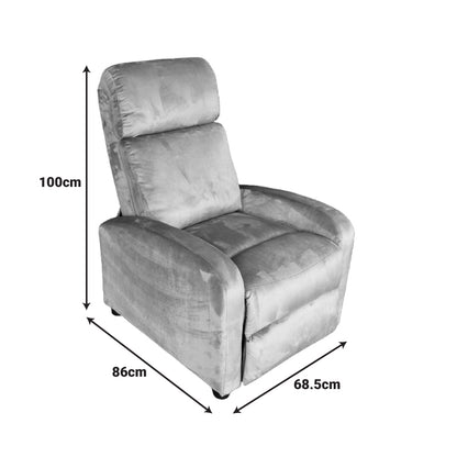 Πολυθρόνα relax Norva pakoworld βελούδο σε γκρι απόχρωση 68.5x86x100εκ - Hippiehome.gr
