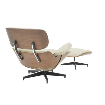 Πολυθρόνα-υποπόδιο relax Jenna pakoworld μπεζ pu- plywood καρυδί-βάση χρωμίου 82x92x82εκ - Hippiehome.gr