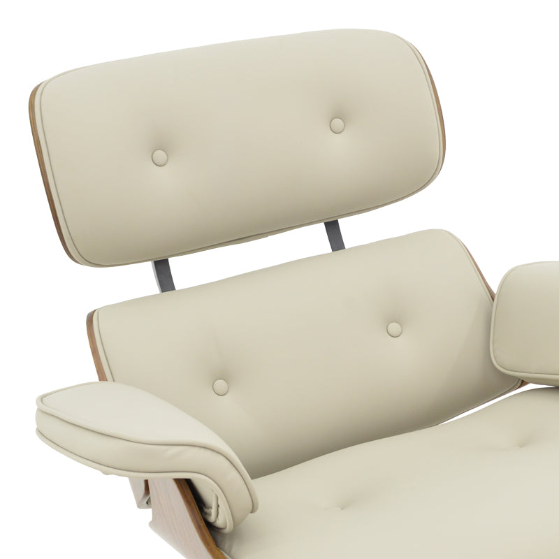 Πολυθρόνα-υποπόδιο relax Jenna pakoworld μπεζ pu- plywood καρυδί-βάση χρωμίου 82x92x82εκ - Hippiehome.gr