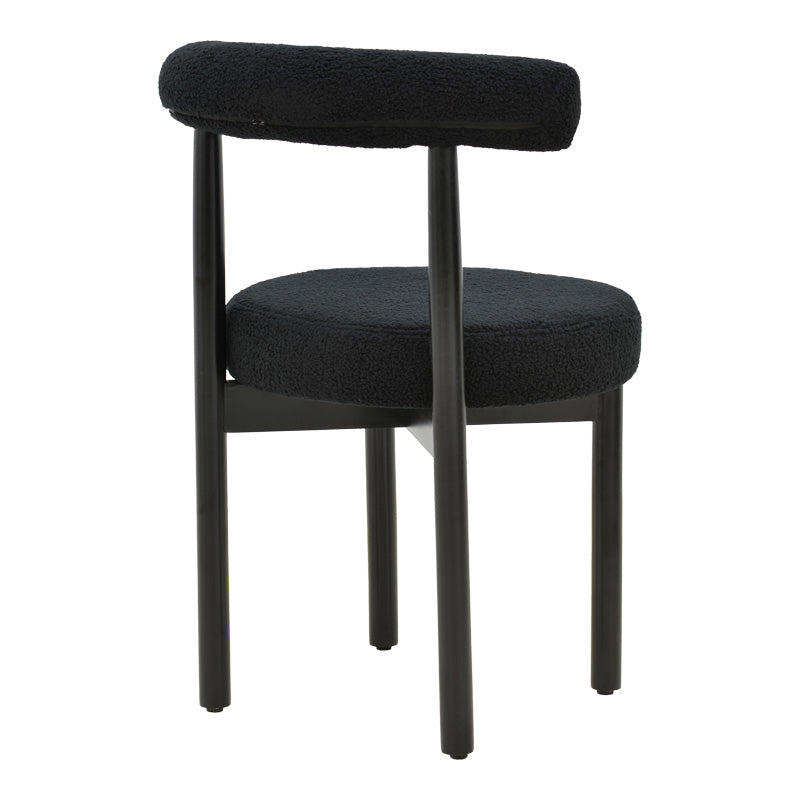 Καρέκλα Fenza pakoworld μαύρο μπουκλέ ύφασμα-πόδι ξύλο οξιάς σε μαύρη απόχρωση 60x54x75εκ - Hippiehome.gr