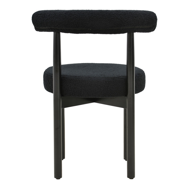 Καρέκλα Fenza pakoworld μαύρο μπουκλέ ύφασμα-πόδι ξύλο οξιάς σε μαύρη απόχρωση 60x54x75εκ - Hippiehome.gr