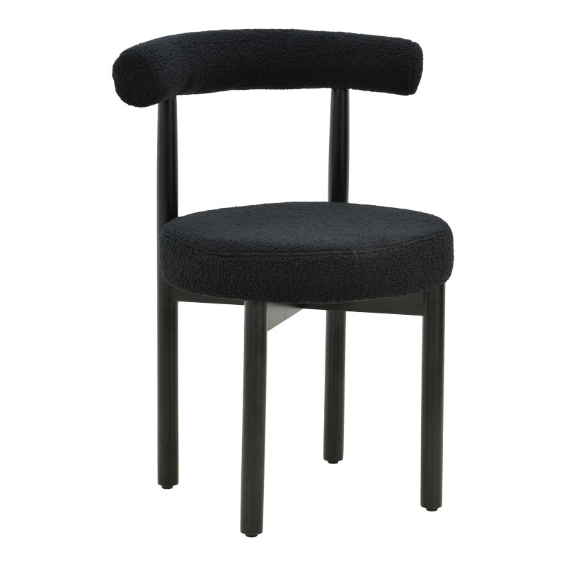 Καρέκλα Fenza pakoworld μαύρο μπουκλέ ύφασμα-πόδι ξύλο οξιάς σε μαύρη απόχρωση 60x54x75εκ - Hippiehome.gr