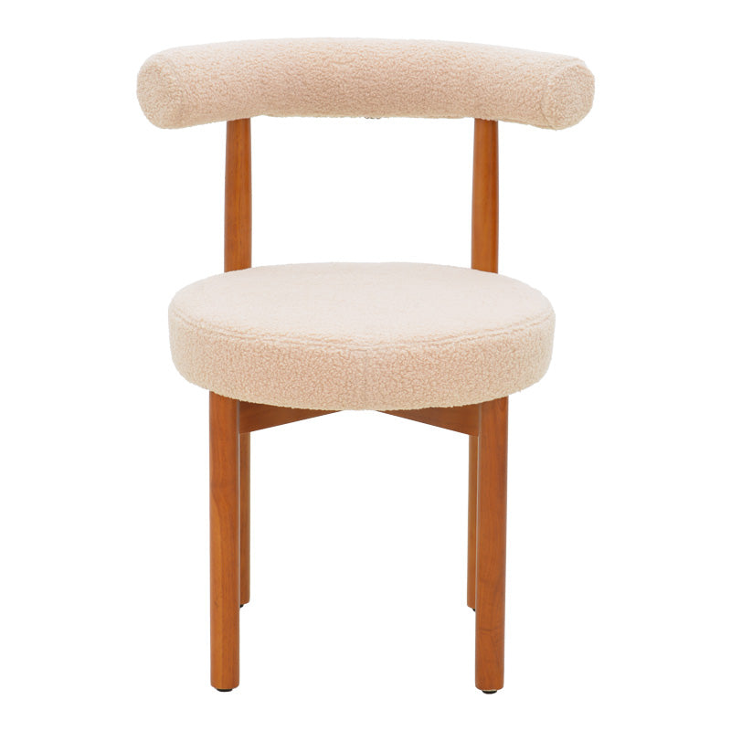 Καρέκλα Fenza pakoworld μπεζ μπουκλέ ύφασμα-πόδι ξύλο οξιάς σε καρυδί απόχρωση 60x54x75εκ - Hippiehome.gr