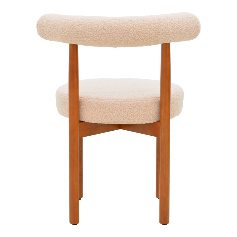 Καρέκλα Fenza pakoworld μπεζ μπουκλέ ύφασμα-πόδι ξύλο οξιάς σε καρυδί απόχρωση 60x54x75εκ - Hippiehome.gr