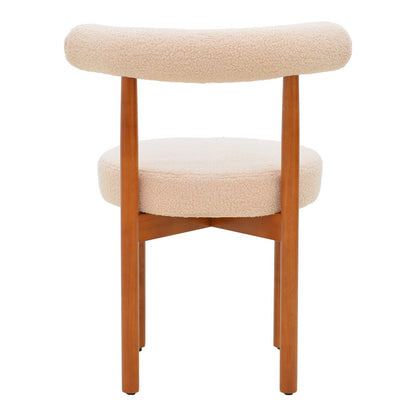 Καρέκλα Fenza pakoworld μπεζ μπουκλέ ύφασμα-πόδι ξύλο οξιάς σε καρυδί απόχρωση 60x54x75εκ - Hippiehome.gr