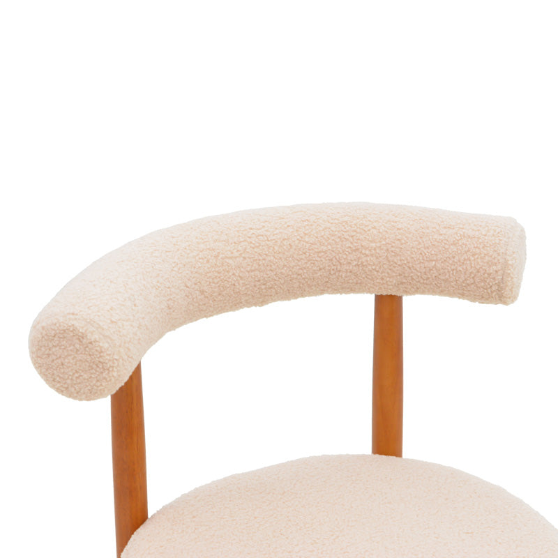 Καρέκλα Fenza pakoworld μπεζ μπουκλέ ύφασμα-πόδι ξύλο οξιάς σε καρυδί απόχρωση 60x54x75εκ - Hippiehome.gr