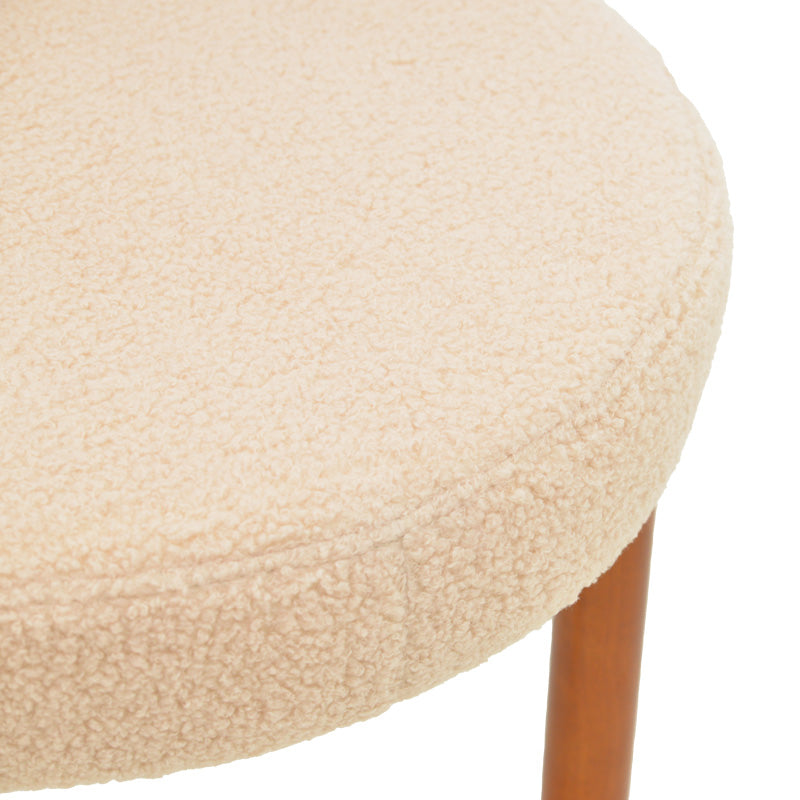 Καρέκλα Fenza pakoworld μπεζ μπουκλέ ύφασμα-πόδι ξύλο οξιάς σε καρυδί απόχρωση 60x54x75εκ - Hippiehome.gr