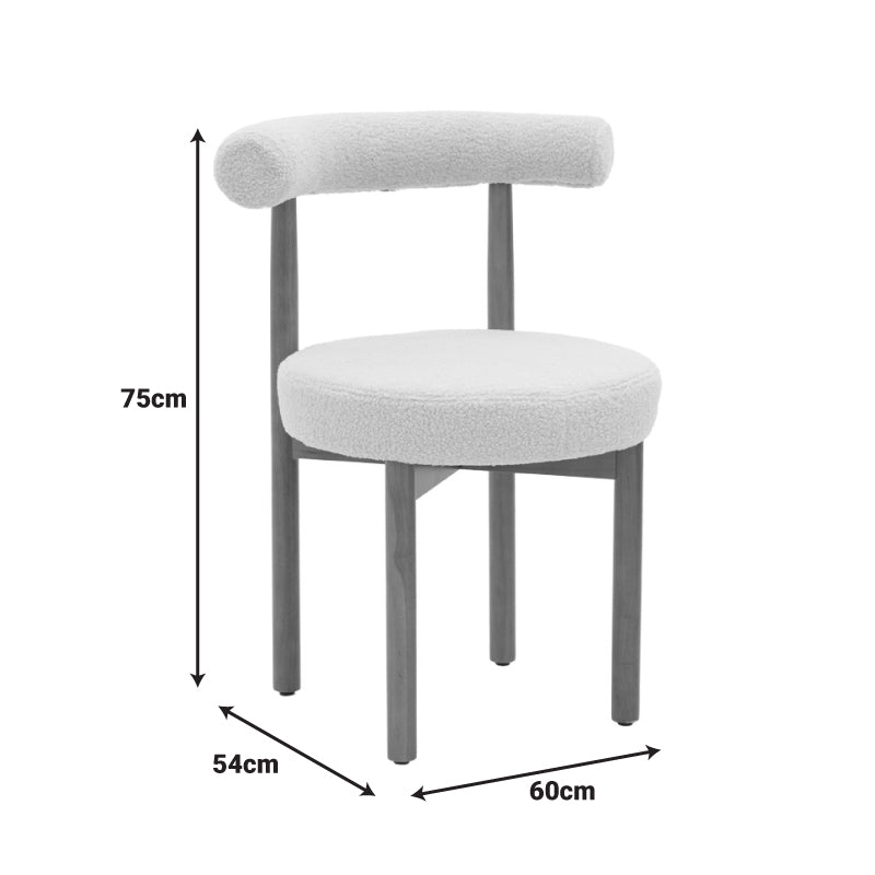 Καρέκλα Fenza pakoworld μπεζ μπουκλέ ύφασμα-πόδι ξύλο οξιάς σε καρυδί απόχρωση 60x54x75εκ - Hippiehome.gr