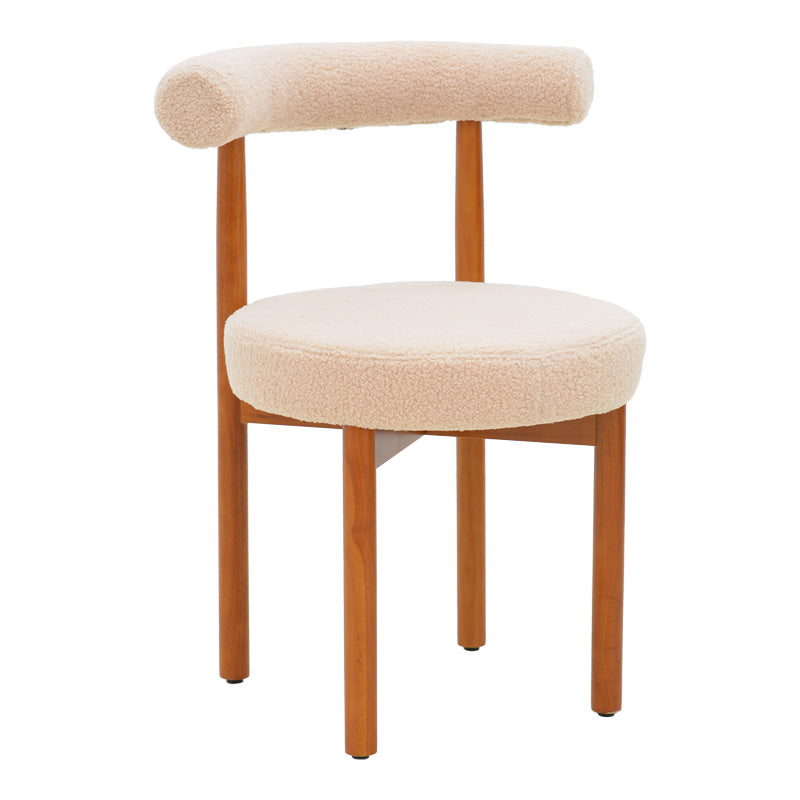 Καρέκλα Fenza pakoworld μπεζ μπουκλέ ύφασμα-πόδι ξύλο οξιάς σε καρυδί απόχρωση 60x54x75εκ - Hippiehome.gr