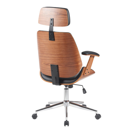 Καρέκλα γραφείου διευθυντή Fetseno pakoworld μαύρο pu-βάση χρωμίου 53x56x113.5-123.5εκ - Hippiehome.gr