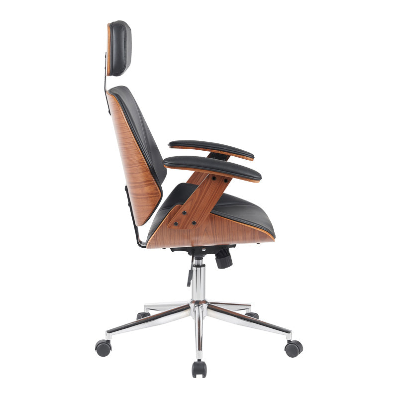 Καρέκλα γραφείου διευθυντή Fetseno pakoworld μαύρο pu-βάση χρωμίου 53x56x113.5-123.5εκ - Hippiehome.gr