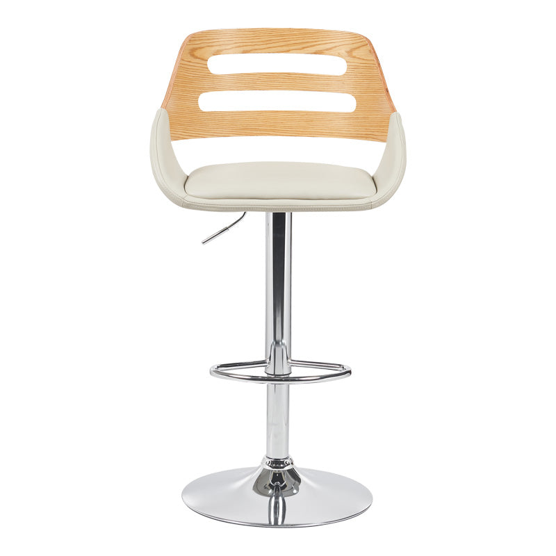 Σκαμπό μπαρ Fern pakoworld πτυσσόμενο-περιστρεφόμενο μπεζ pu- ξύλο γκρι- μέταλλο χρωμίου 50x48.5x89-110.5εκ - Hippiehome.gr