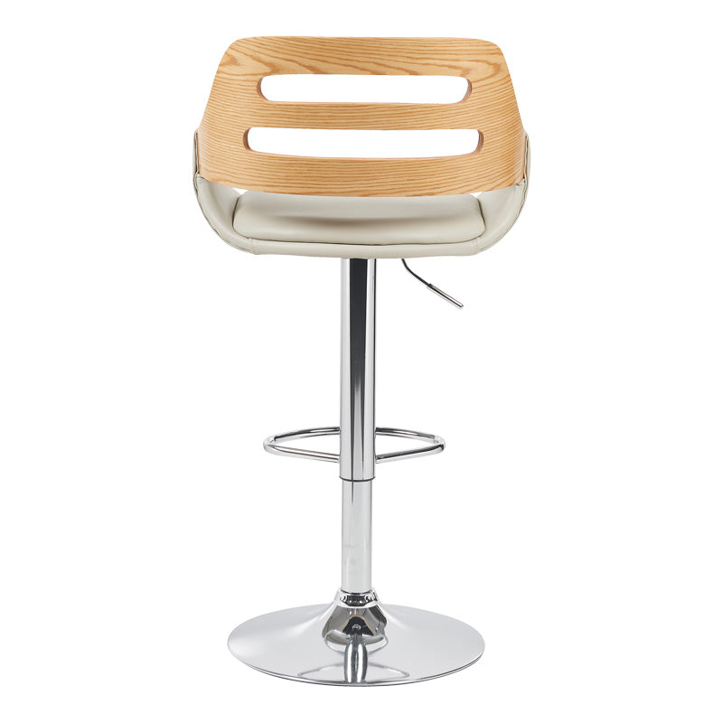 Σκαμπό μπαρ Fern pakoworld πτυσσόμενο-περιστρεφόμενο μπεζ pu- ξύλο γκρι- μέταλλο χρωμίου 50x48.5x89-110.5εκ - Hippiehome.gr