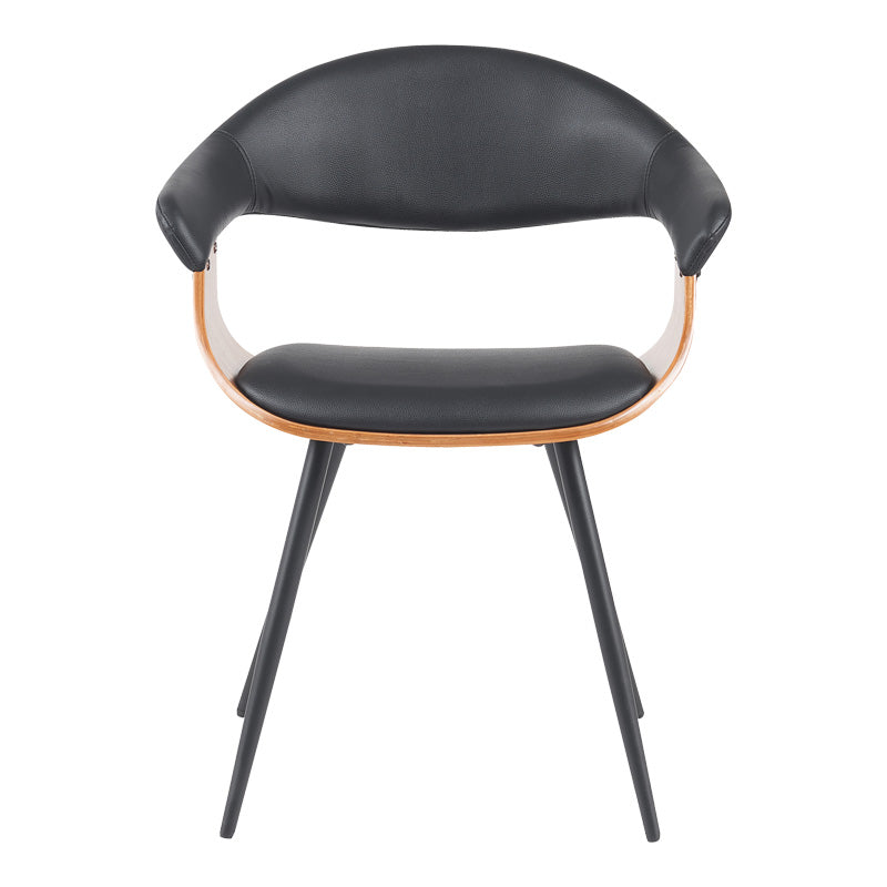 Πολυθρόνα Austen pakoworld PU μαύρο-ξύλο καρυδί-μέταλλο μαύρο 58x55x77εκ - Hippiehome.gr