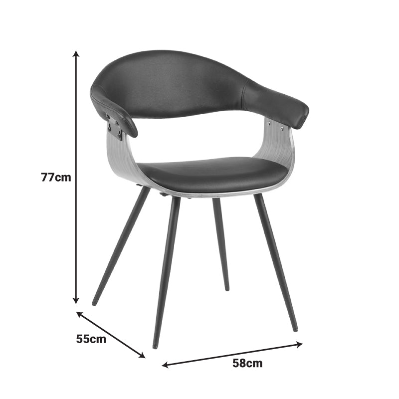 Πολυθρόνα Austen pakoworld PU μαύρο-ξύλο καρυδί-μέταλλο μαύρο 58x55x77εκ - Hippiehome.gr