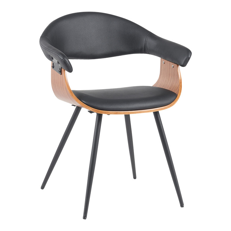 Πολυθρόνα Austen pakoworld PU μαύρο-ξύλο καρυδί-μέταλλο μαύρο 58x55x77εκ - Hippiehome.gr