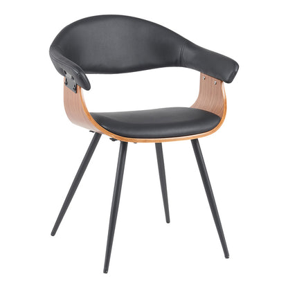 Πολυθρόνα Austen pakoworld PU μαύρο-ξύλο καρυδί-μέταλλο μαύρο 58x55x77εκ - Hippiehome.gr