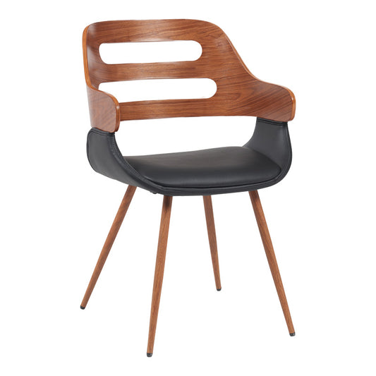 Πολυθρόνα Fern pakoworld PU μαύρο-ξύλο καρυδί απόχρωση 52x59x80εκ - Hippiehome.gr