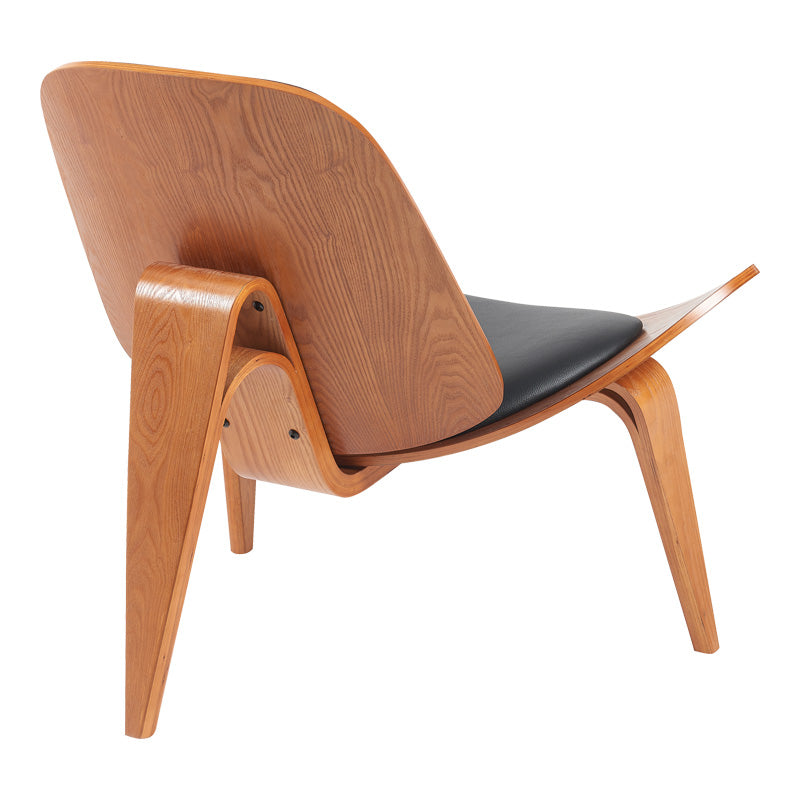 Πολυθρόνα Vilma pakoworld PU μαύρο- plywood καρυδί 90x76.5x74.5εκ - Hippiehome.gr