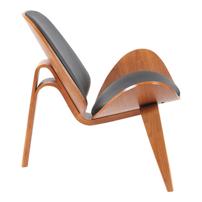 Πολυθρόνα Vilma pakoworld PU μαύρο- plywood καρυδί 90x76.5x74.5εκ - Hippiehome.gr