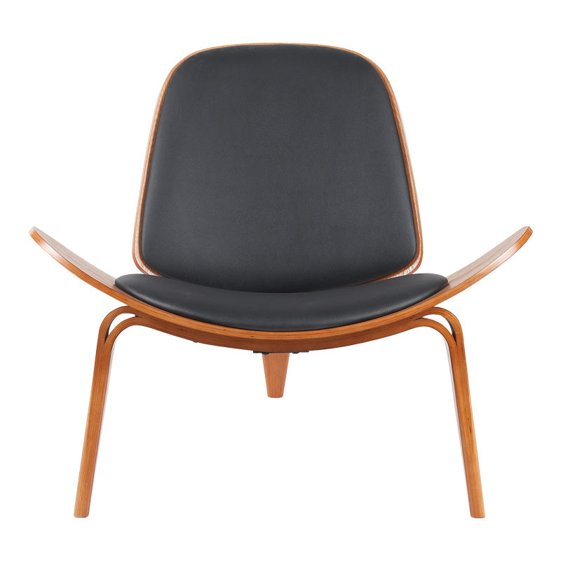 Πολυθρόνα Vilma pakoworld PU μαύρο- plywood καρυδί 90x76.5x74.5εκ - Hippiehome.gr