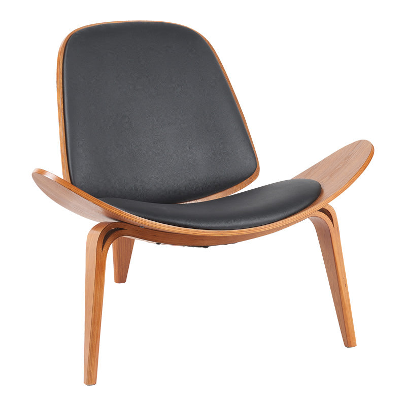 Πολυθρόνα Vilma pakoworld PU μαύρο- plywood καρυδί 90x76.5x74.5εκ - Hippiehome.gr