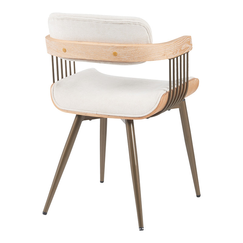 Πολυθρόνα Cameo pakoworld μέταλλο μπρονζέ-white-wash ξύλο-μπέζ ύφασμα 53x49.5x75.5εκ - Hippiehome.gr