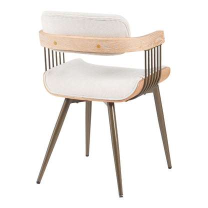 Πολυθρόνα Cameo pakoworld μέταλλο μπρονζέ-white-wash ξύλο-μπέζ ύφασμα 53x49.5x75.5εκ - Hippiehome.gr