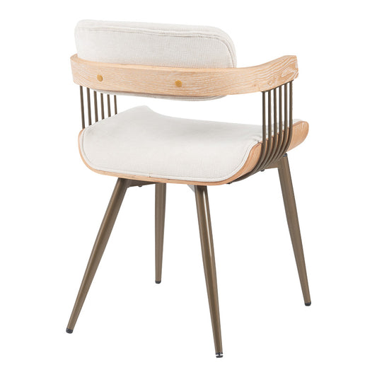 Πολυθρόνα Cameo pakoworld μέταλλο μπρονζέ-white-wash ξύλο-μπέζ ύφασμα 53x49.5x75.5εκ - Hippiehome.gr