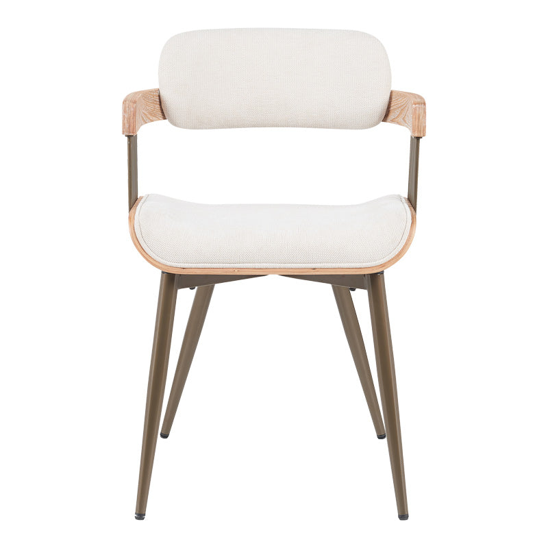 Πολυθρόνα Cameo pakoworld μέταλλο μπρονζέ-white-wash ξύλο-μπέζ ύφασμα 53x49.5x75.5εκ - Hippiehome.gr