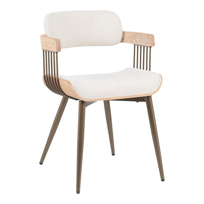 Πολυθρόνα Cameo pakoworld μέταλλο μπρονζέ-white-wash ξύλο-μπέζ ύφασμα 53x49.5x75.5εκ - Hippiehome.gr