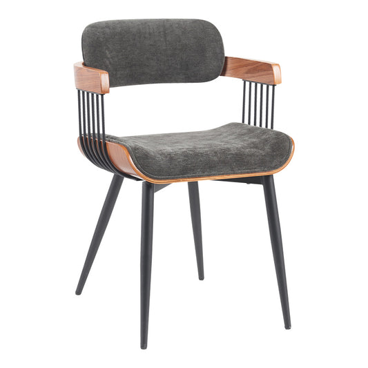 Πολυθρόνα Cameo pakoworld μέταλλο μαύρο-καρυδί ξύλο-ανθρακί ύφασμα 53x49.5x75.5εκ - Hippiehome.gr