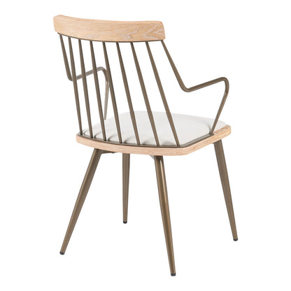 Πολυθρόνα Posse pakoworld μέταλλο μπρονζέ-white wash ξύλο-μπεζ ύφασμα 52x59x83εκ - Hippiehome.gr