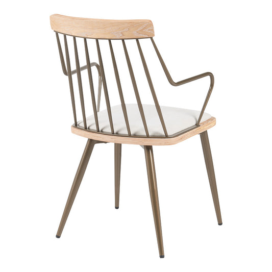 Πολυθρόνα Posse pakoworld μέταλλο μπρονζέ-white wash ξύλο-μπεζ ύφασμα 52x59x83εκ - Hippiehome.gr