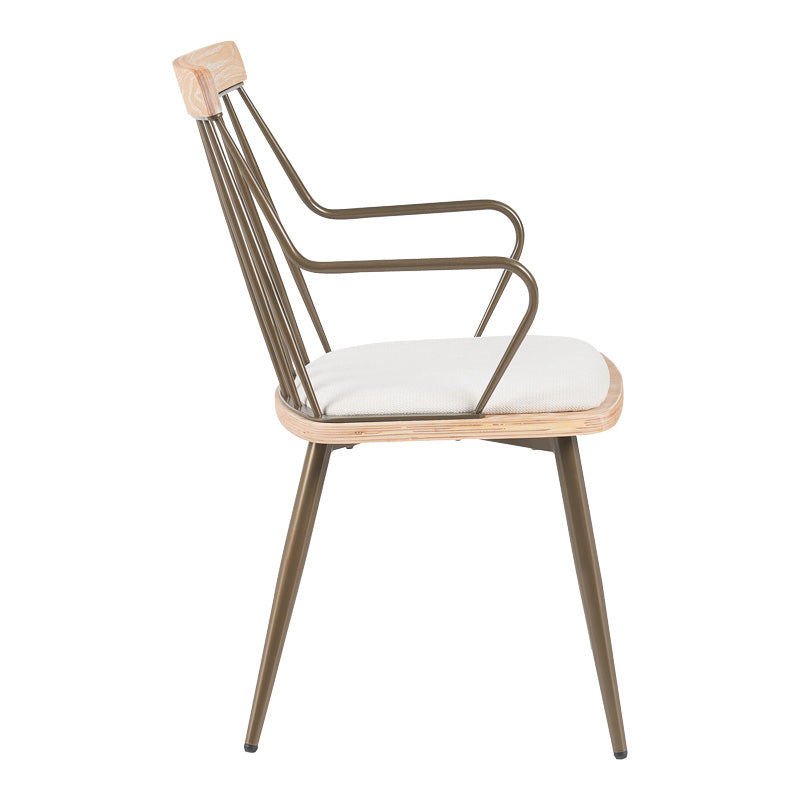 Πολυθρόνα Posse pakoworld μέταλλο μπρονζέ-white wash ξύλο-μπεζ ύφασμα 52x59x83εκ - Hippiehome.gr