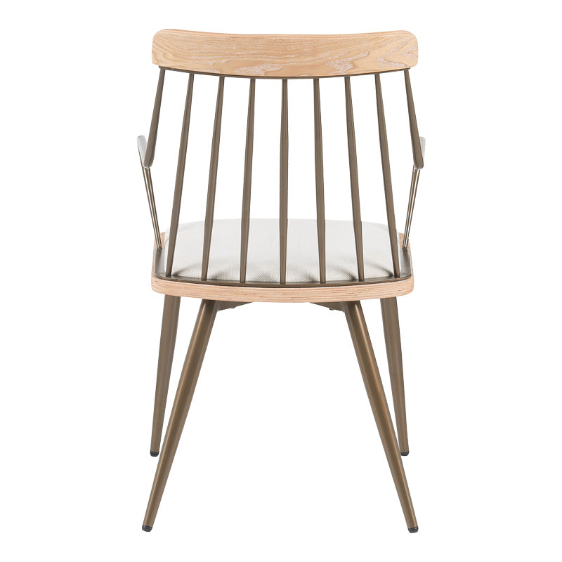 Πολυθρόνα Posse pakoworld μέταλλο μπρονζέ-white wash ξύλο-μπεζ ύφασμα 52x59x83εκ - Hippiehome.gr