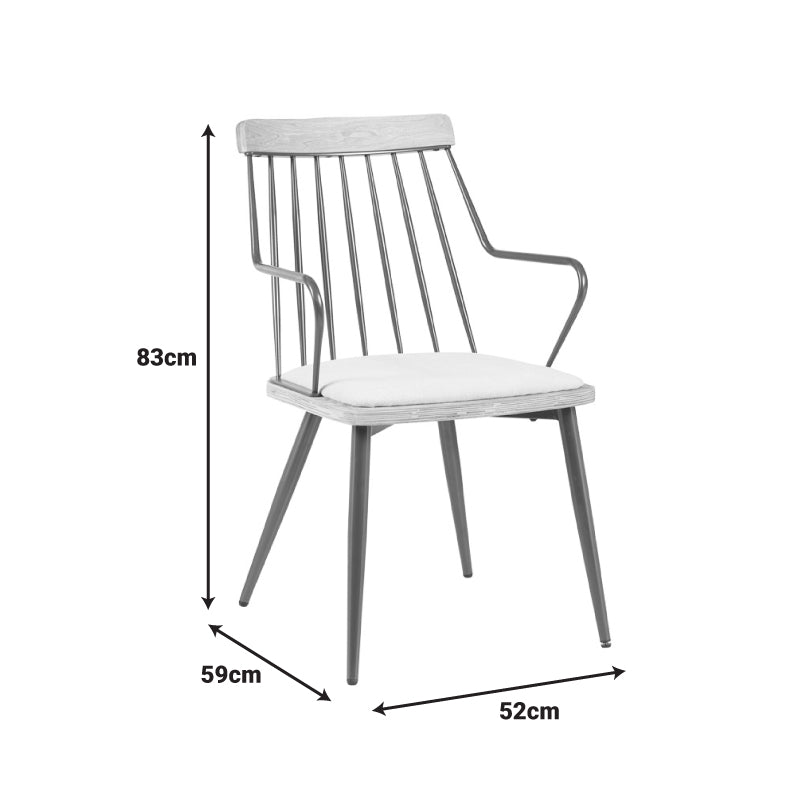 Πολυθρόνα Posse pakoworld μέταλλο μπρονζέ-white wash ξύλο-μπεζ ύφασμα 52x59x83εκ - Hippiehome.gr